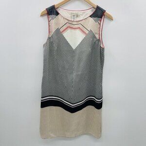 Max Studio Womens Size Medium Printed Sleeveless Satin Sheath Dress in Ivory